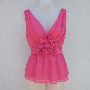 Xsci soft pink polyester flowers front blouse M